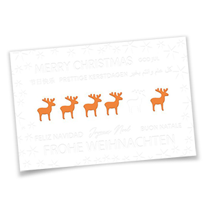 Weiße Weihnachtskarten mit verschiedenen Prägungen.