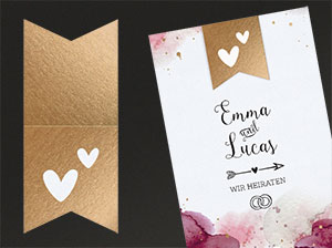 Ansicht des alternativen, goldenen Stickers mit zwei Herzen.