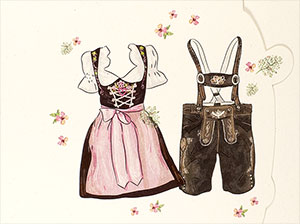 Dirndl, Lederhose und Formstanzung.