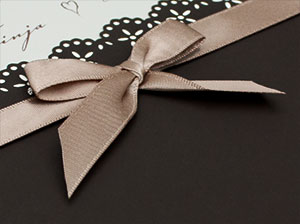 Großes Detail der Satin-Schleife.