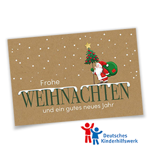 Braune Weihnachtskarten mit lustigem Weihnachtsmann.